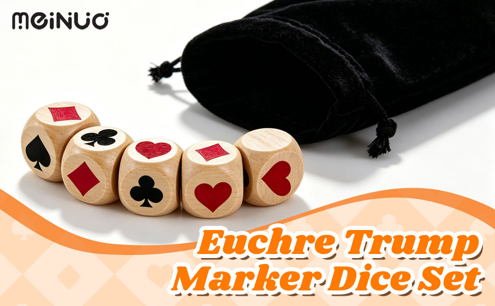 Wooden euchre trump marker dice set