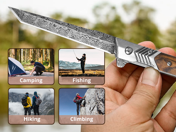 EDC Pocket Knife for Men, 3.7 inch Folding Knife with Tanto Blade and Liner Lock, Pocket Sheath