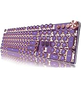 EWEADN Typewriter Style Mechanical Gaming Keyboard, Wired Mechanical Keyboards,104 Keys Backlit L...