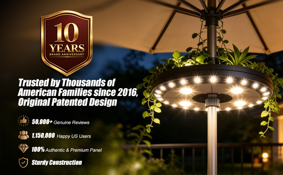 28 LED umbrella light | 3 brightness modes | Cordless &amp;amp; battery operated