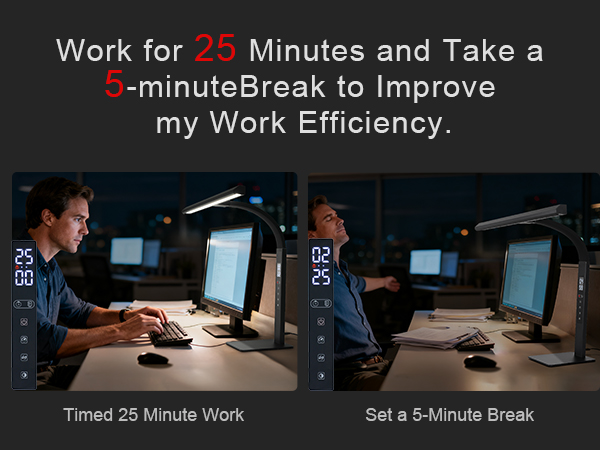 Work for 25 minutes and take a 5-minute break toimprove my work efficiency.