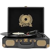 Vinyl Record Player Bluetooth 3-Speed Portable Vintage Suitcase with Built-in Speakers, RCA Line ...
