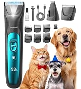 oneisall LED Light Dog Trimmer Clippers, Cordless Dog Grooming Kit 2 in 1, 2000mAh Pet Grooming C...