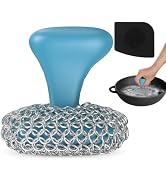 Purgreat Cast Iron Scrubber | Dish Scrub Brush | 316 Cast Iron Cleaner Chainmail Scrubber for Pan...