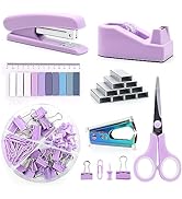 Purple Office Supplies Set, UPIHO Stapler and Tape Dispenser Set, Office Desk Accessories Kit wit...