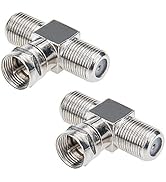 Coaxial Cable Splitter, TV Splitter 2 in 1 Out 2-Pack F Type RG6 Male to 2 F Female 3 Way Cable S...