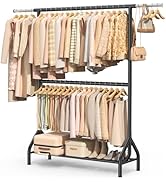 EAGMAK Double Rod Clothing Rack Load 622 LBS, Heavy Duty Clothes Rack for Hanging Clothes, 82.68 ...