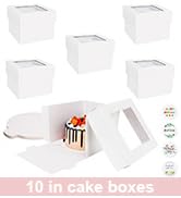 Naleyber Cake Boxes with Cake Boards 5pcs 10x10x8 Inch White Bakery Box Cajas Pasteles, Tall Cake...