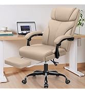 HeroSet Office Chair, Executive Big and Tall Leather Desk Chairs with Footrest, Ergonomic Breatha...