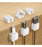 6 White Magnetic Cable Clips,Under Desk Cable Management,Cord Holder for Nightstand Home Office C...