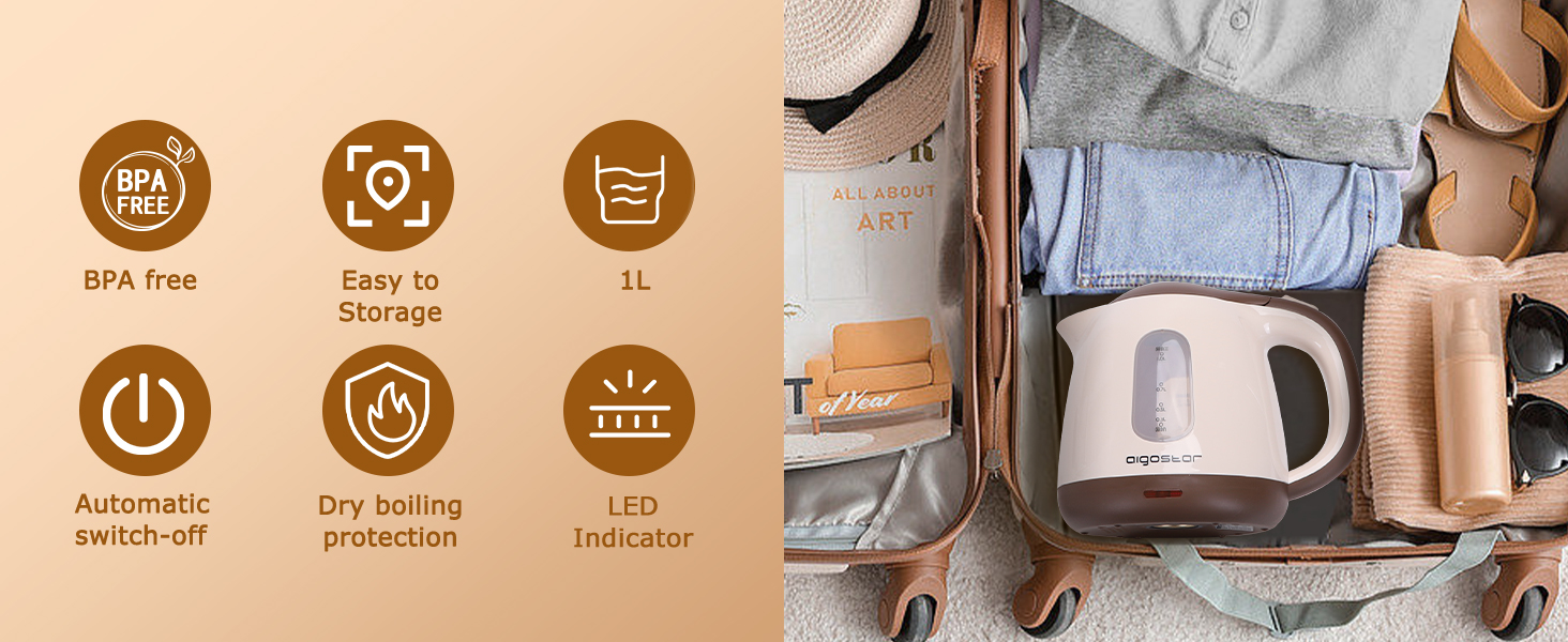 Mini Electric Tea Kettle electric tea kettle portable electric kettle mini water kettle 1L