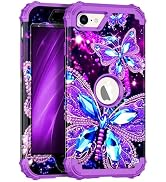 Miqala Compatible with iPhone SE 2022/2020 Case,Glow in The Dark Three Layer Heavy Duty Shockproo...
