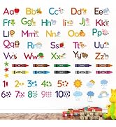 AOWDIAO Learning Wall Decals for Kids - Peel and Stick Alphabet, Numbers, Colors &amp; Animals - Clas...