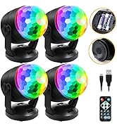 [4 Pack] Disco Ball Light, Sound Activated Party Lights w/Remote Battery Powered USB Portable DJ ...