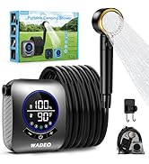 WADEO Portable Shower, 8000mAh Rechargeable Camping Shower Pump with Fahrenheit Display, 4 Spray ...