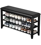 Shoe Rack Bench Entryway Storage with Leather Cushion, Shoe Organizer Bench for Entryway, Ideal f...