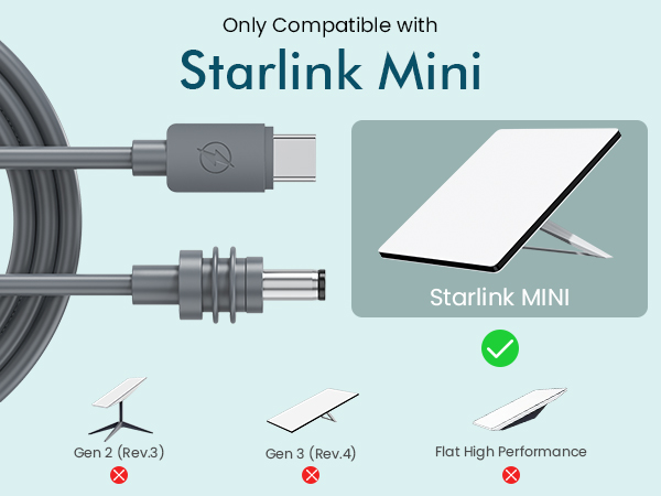 Starlink Mini Cable 10FT, USB-C to DC Power Cable 20AWG