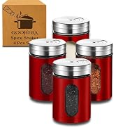 4-Piece Premium Stainless Steel Salt and Pepper Shakers Set – Adjustable Pour Holes Spice Dispens...