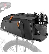 WOTOW Rear Bike Rack Bag - 8L Waterproof Bicycle Trunk Bag with Water Bottle Holder, Reflective P...