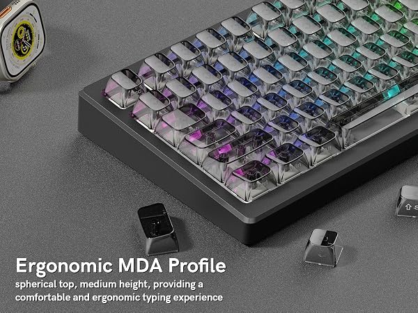 Grey Clear keycaps,Transparent keycaps,Ceramic Jelly Key caps,Shine Through keycap Side Printed