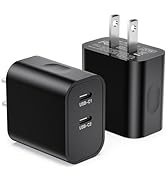 USB C Fast Charger Block for iPhone 15/15 Pro Max, 2-Pack 20W Dual Port USB C Fast Wall Charger, ...