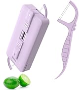Twin Line Dental Floss Picks Portable Case-Innovative Magnetic Design-10 Count Lime Flavor Double...