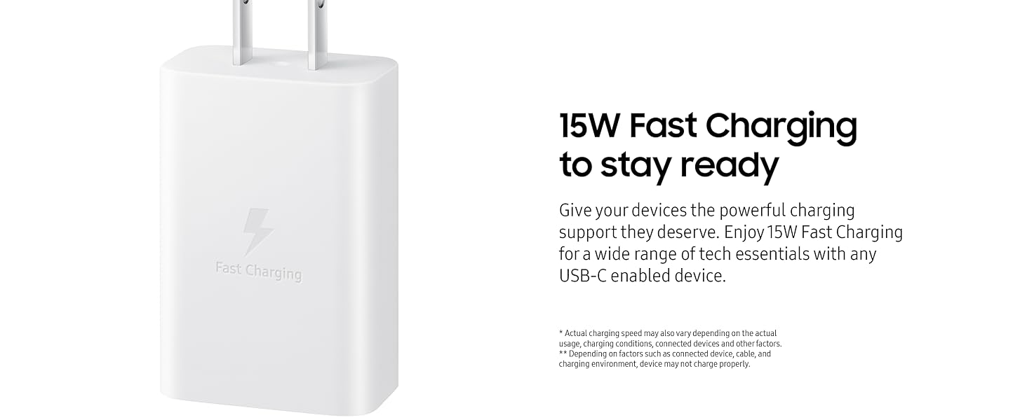 Samsung 15W Power Adapter With USB Cable White