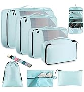 Toncoke 8 Set Packing Cubes for Travel Women Men Kids, Mesh Suitcase Organizer Bags Set for Lugga...