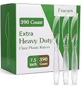 Fracurs 390 Count Extra Plastic Knives Heavy Duty 7.5" Premium Disposable Plastic Knives Bulk, BP...