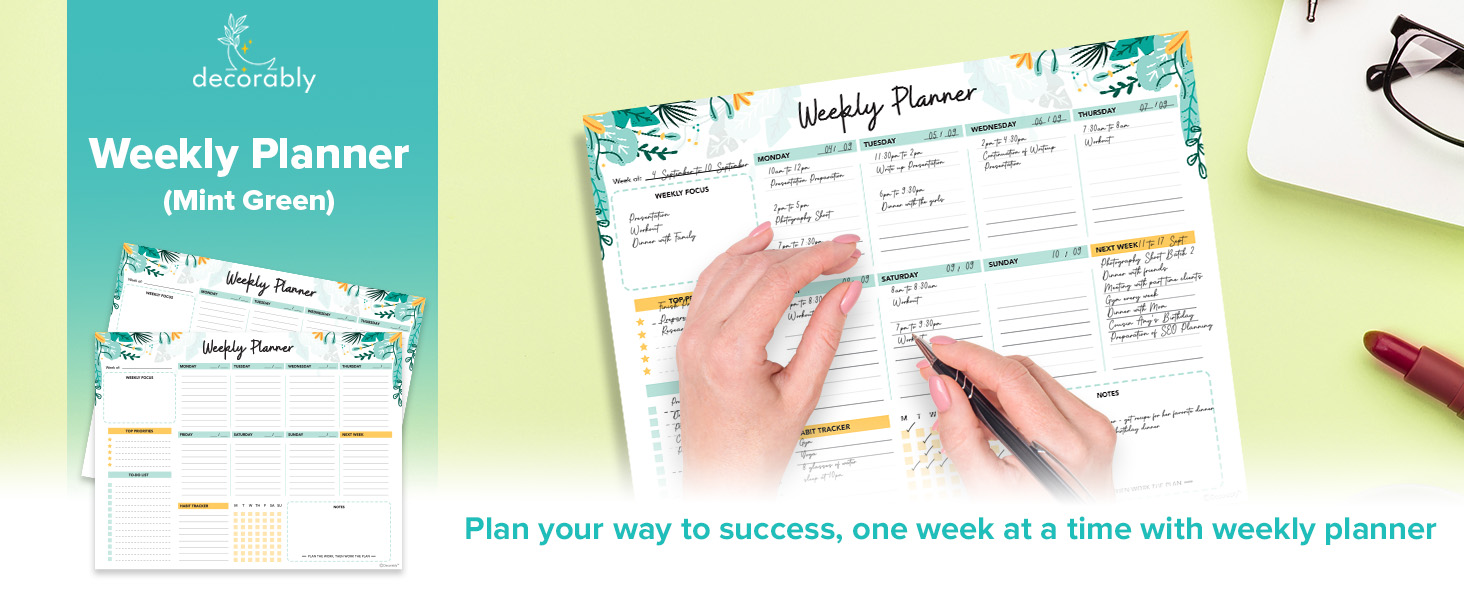 weekly planner pad, weekly planning notepad