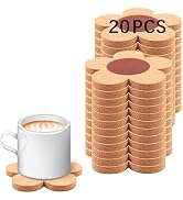 20 Pcs Flower Cork Coaster for Drinks, Absorbent and Reusable Non-Slip Heat Resistant Coffee Coas...
