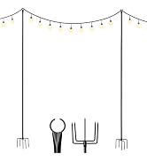 BIRDROCK HOME 2pk String Light Poles for Outdoor Patio Hanging String Lights - 10ft - Weather Res...