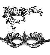 TFTSR Masquerade Masks for Women Couples,Men Mardi Gras Mask,Girls Black Gold Lace Eyes Costume,A...