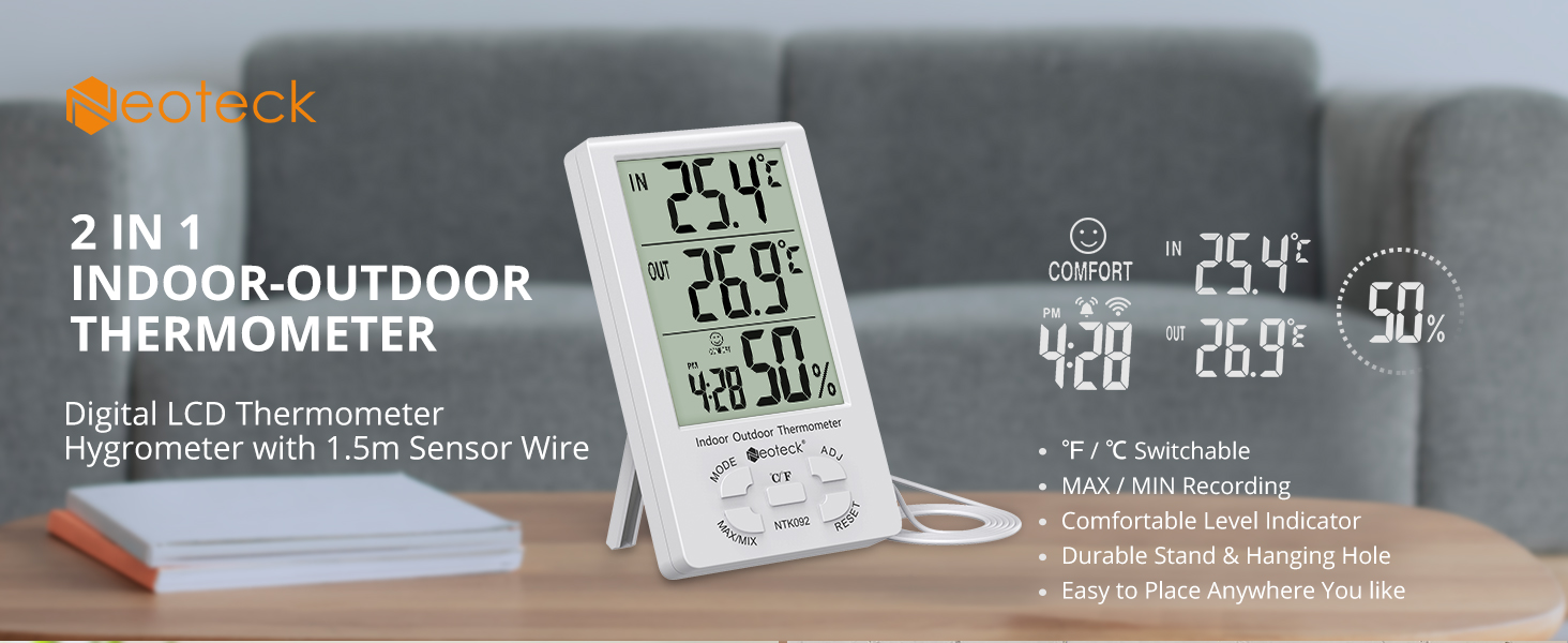 3 in 1 Thermometer Hygrometer
