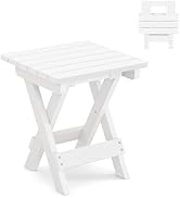 LUE BONA Small Outdoor Folding Side Table, Indoor Shower Bench Stool, HDPS End Table for Bathroom...