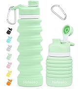 Nefeeko Collapsible Water Bottle, 26oz Silicone Foldable Water Bottles Leakproof BPA Free Travel ...
