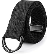 Mens &amp; Womens Canvas Belt with Black D-ring 1 1/2" Wide Extra Long Solid Color