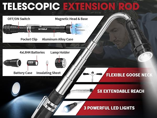 inspection mirror magnetic pickup tool telescoping magnetic pickup tool magnet stick