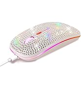 HXMJ Bling Dazzling Rechargeable 2.4GHz+5.2 Bluetooth Wireless Mouse Covered with Crystal Diamond...