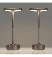 TBBGA 2 Pack Rechargeable Cordless Table Lamps, Portable 5000mAh Battery Table Light, 3 Color Ste...