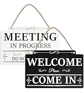 Anobell Meeting in Progress Door Sign Do Not Disturb Door Hanger Double-Sided Welcome Please Come...