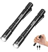 2Pack Pen Flashlight Rechargeable PL9000, 5Mode Bright Pen Light Flashlight High Lumens, Waterpro...