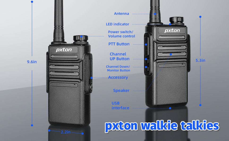 pxton walkie talkies 999s size