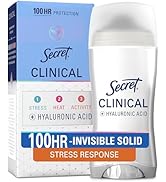 Secret Clinical Strength 100HR Sweat &amp; Odor, Stress Response Invisible Solid Antiperspirant Deodo...