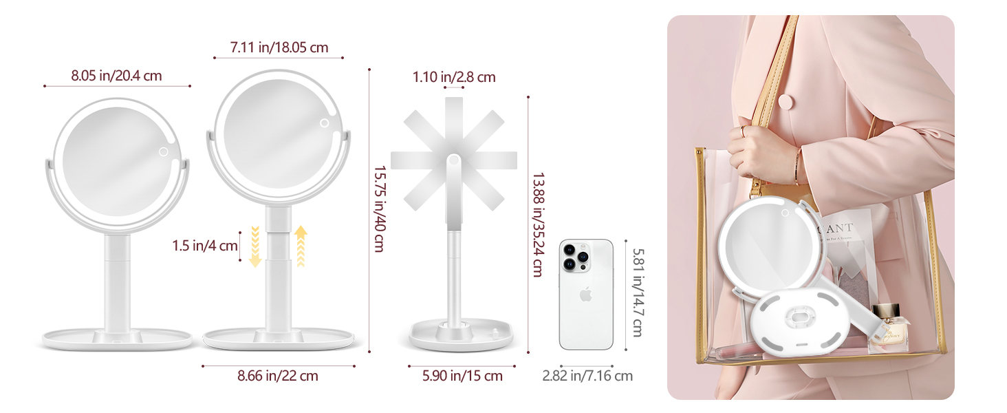 3-in-1: Tabletop, Desk, Hanging, Handheld hanging desk desktop travel handheal mirror