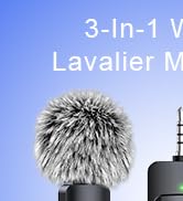 SmaFun Mini Microphone for iPhone/Android/Camera 3 in 1 Wireless Lavalier Mic with Noise Cancella...