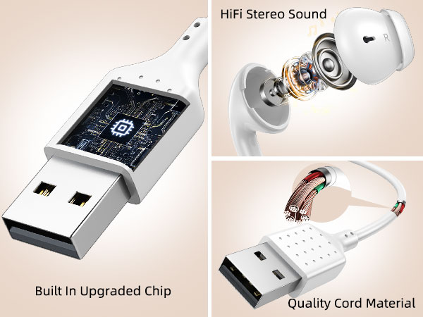 usb earbuds for computer pc laptop