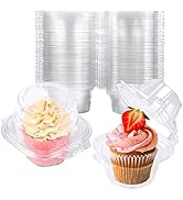 NPLUX 50 Pack Individual Cupcake Containers Plastic Cupcake Boxes Cupcake Holders Stackable Deep ...