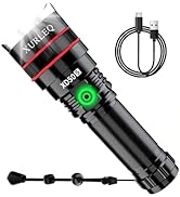 XURLEQ LED Rechargeable Flashlight, 100000 High Lumen Zoomable Tactical Flashlights with 4 Light ...