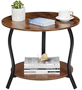YEAKOO Small Round Coffee Table with Open Storage,23" 2-Tier Coffee Side Tables for Small Space, ...